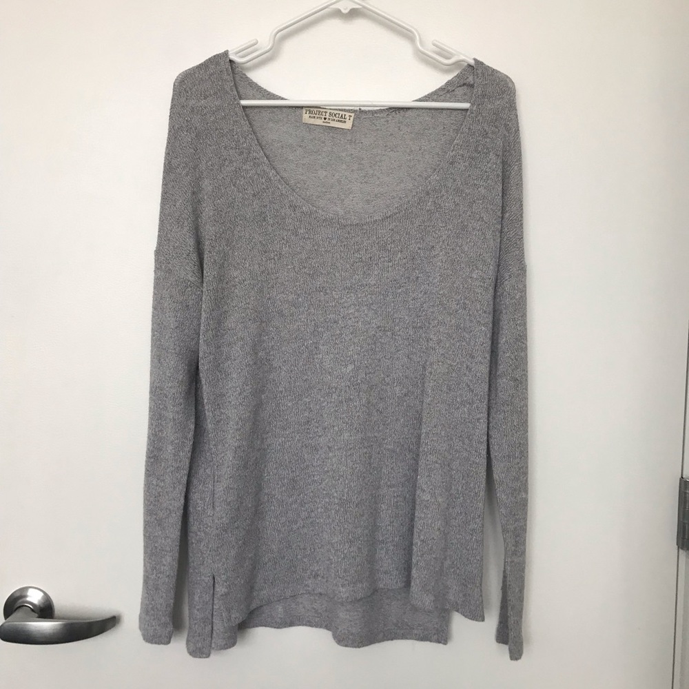 Gray Scoop Neck Sweater